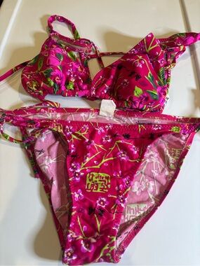 Women’s Floral Pink Triangle Bikini Set